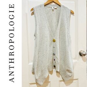 VTG Anthropologie Moth Speckled Metallic Women's Sweater Vest Cardigan S/M